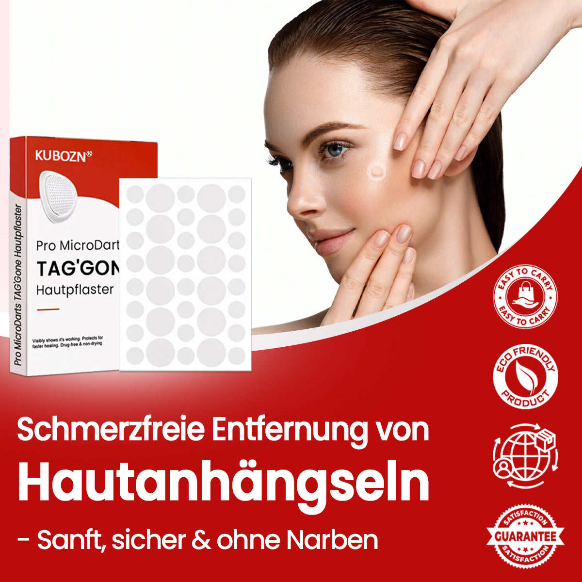 Offizieller KUBOZN® Pro MicroDarts TAG'Gone Hautpflaster zur Skin-Tag-Entfernung