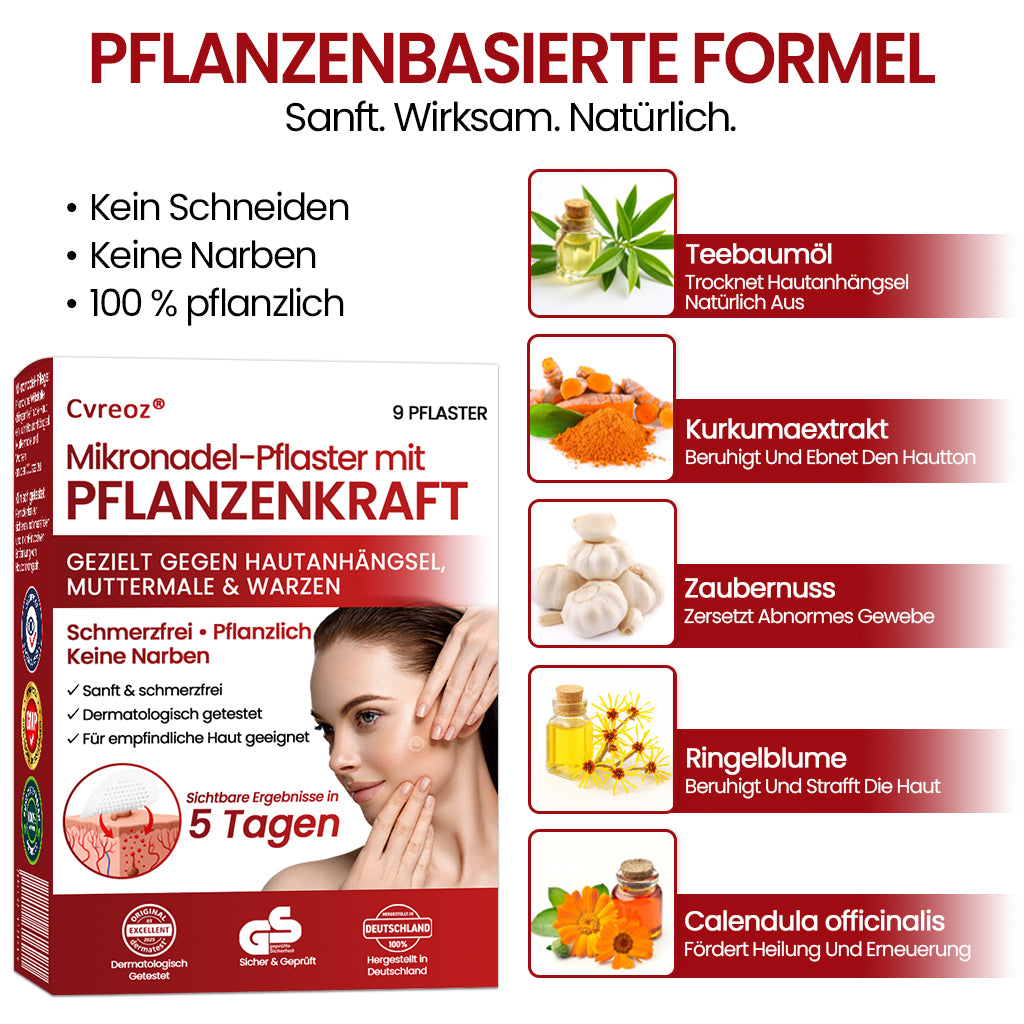 🔥 Cvreoz® Mikronadel-Pflaster – 2025 optimierte Formel gegen Hautanhängsel & Warzen